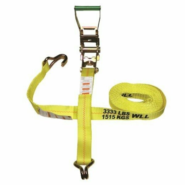 S-Line Ratchet Strap Tie Down w/Long Wide Handle and J-Hooks, 2-Inch by 15-Feet, 3,333-Pounds Load Limit 557-15WHK
